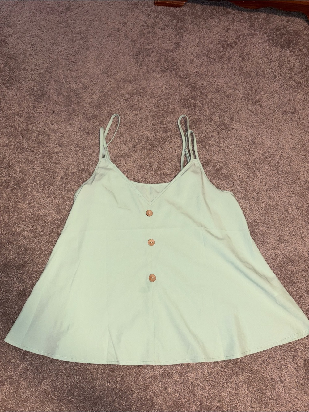 Mint Green Spaghetti Strap Button-Front Camisole
